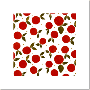 Tangerine pattern - red and olive Posters and Art